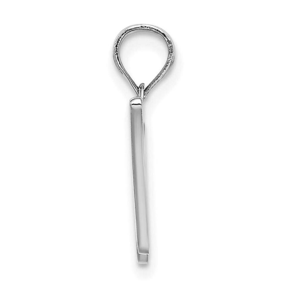 10k White Gold Polished W Script Initial Charm - image 7